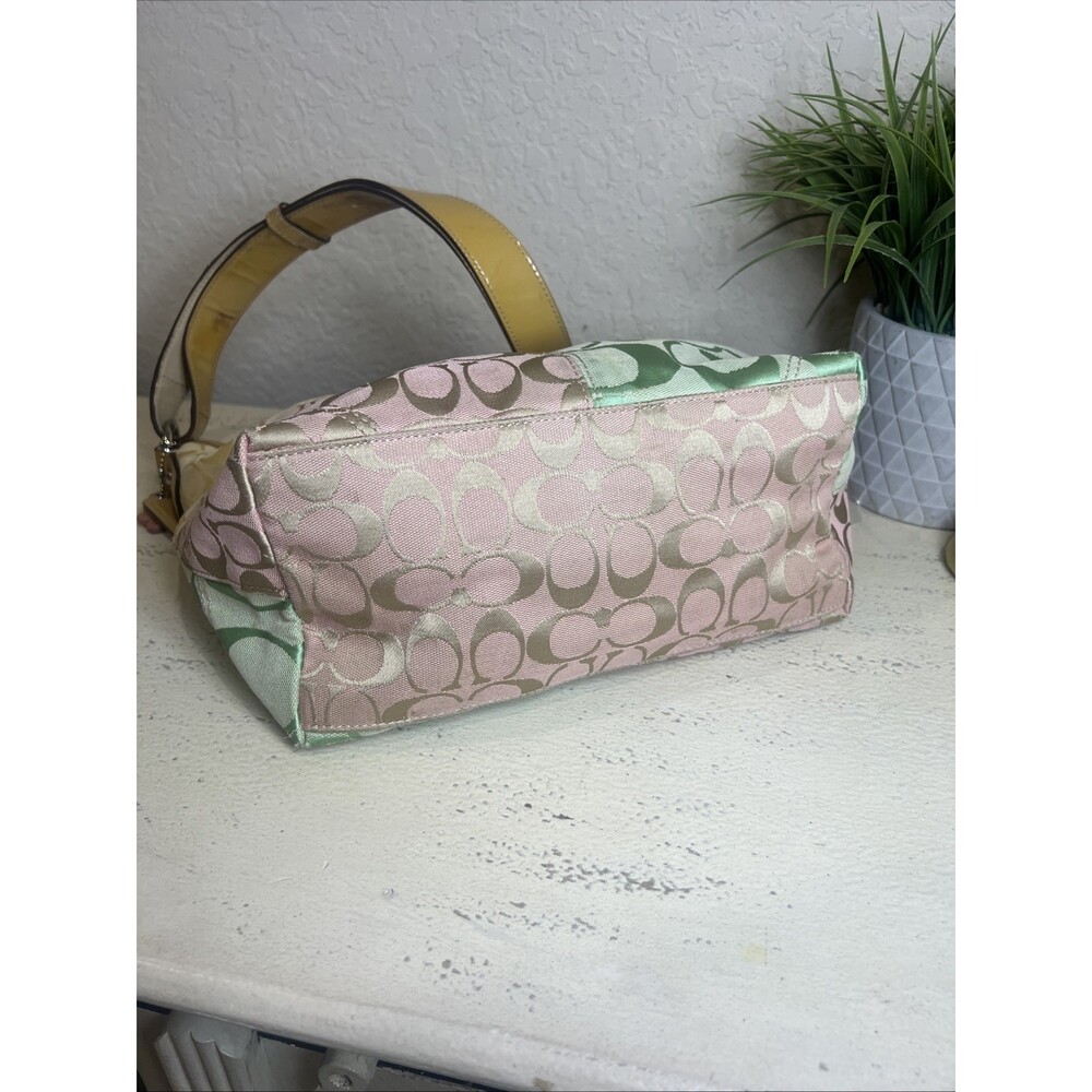 Coach (2010) Y2K Pastel Signature Patchwork Slider Shoulder Bag Hobo Purse - Picture 5 of 16